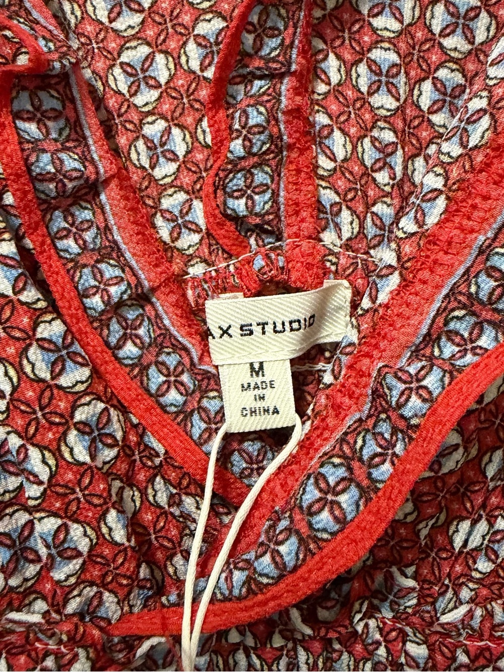 Max Studio Rust Red Printed Smocked-Waist Jumpsuit - Picture 8 of 12